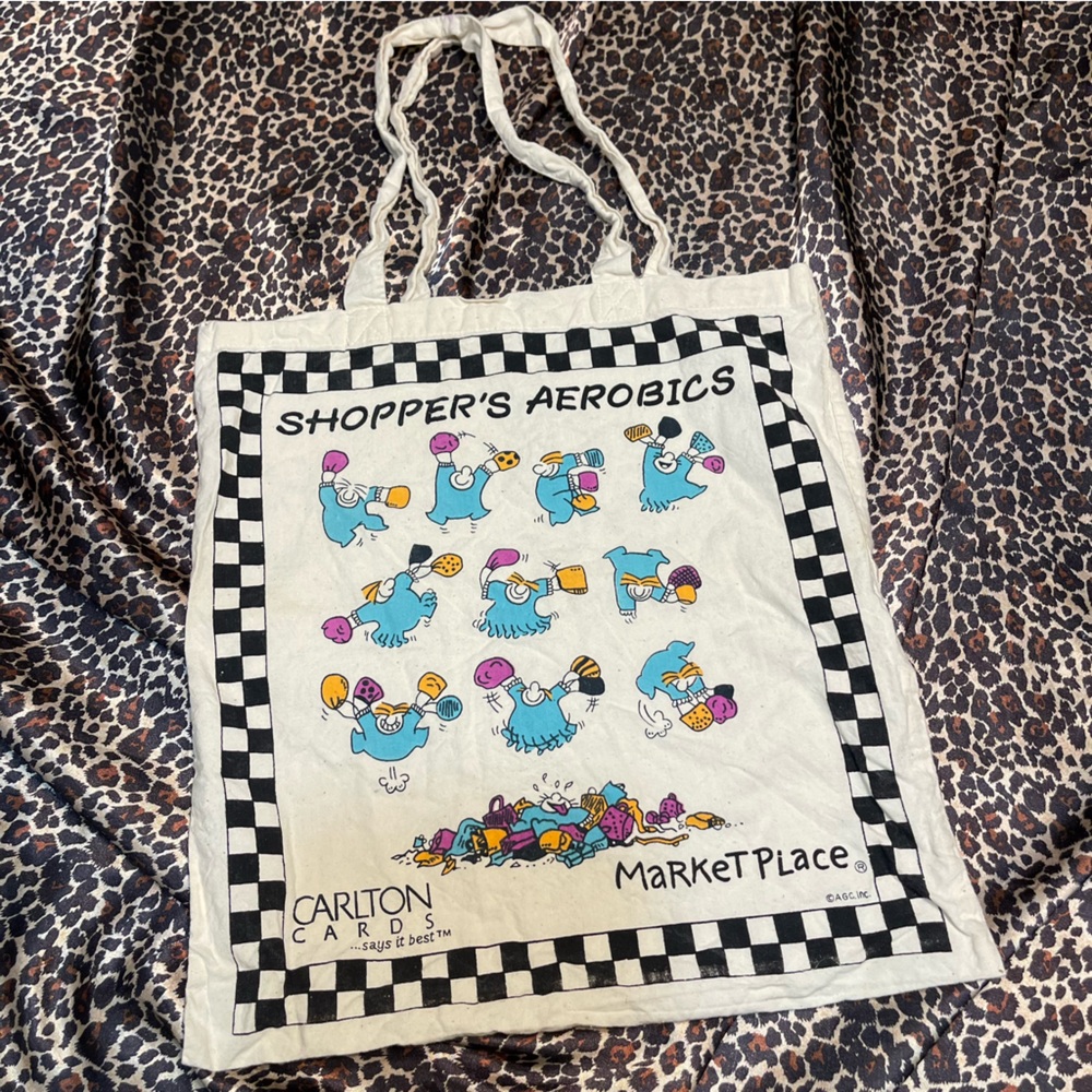 Vintage Carlton Cards Shopping Aerobics Funny Tote